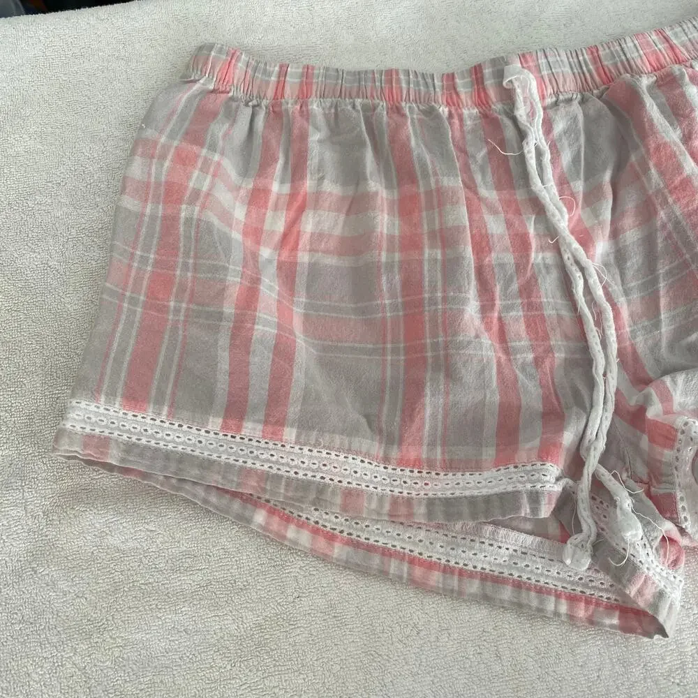 Love to Lounge Women's PJ Shorts size M Pink Gray Plaid - Picture 9 of 16